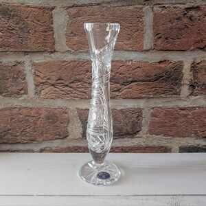 Lead Crystal Bud vase Bohemia Czech Republic Hand Cut 8"